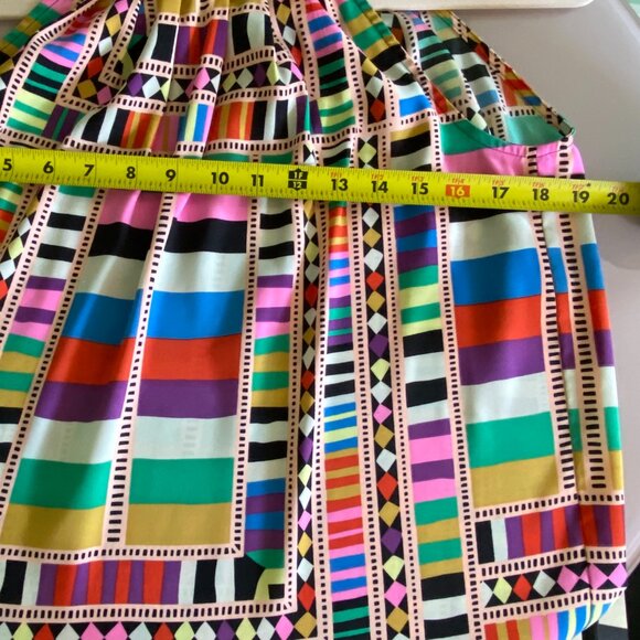 Designer Super Colorful African-Vibe Print Silk Tank with Spagetti Strap - Picture 12 of 16